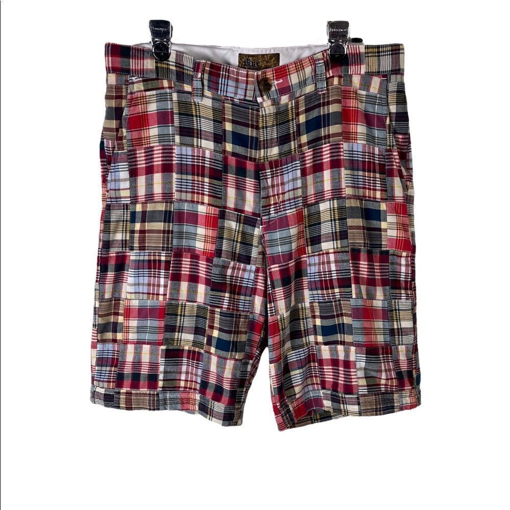 Men’s Patchwork Madras F/F Shorts by Blue Size 34